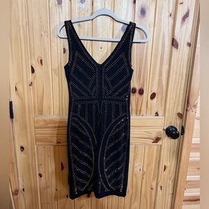 Carmen Marc Valvo Black Studded Dress